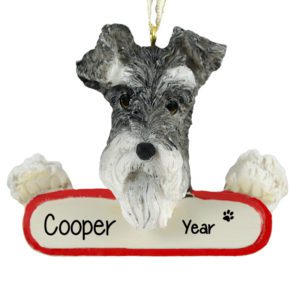 Dog Walker SCHNAUZER UNCROPPED On Banner Ornament