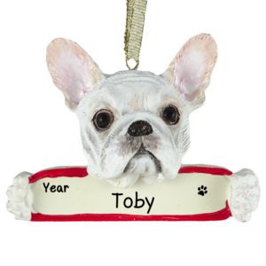 FRENCH BULLDOG On Banner Personalized Ornament