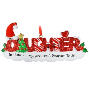 DAUGHTER-IN-LAW Red Glittered Letters Ornament