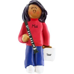 GIRL Playing The CLARINET Ornament Personalized AFRICAN AMERICAN