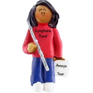 Female FLUTIST Personalized Band Ornament AFRICAN AMERICAN