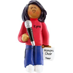 FEMALE Holding A Microphone Singing Ornament AFRICAN AMERICAN