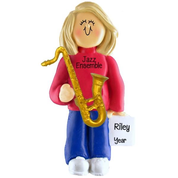 Girl Playing SAXOPHONE Personalized Ornament BLONDE