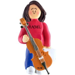GIRL Playing The CELLO Ornament BRUNETTE