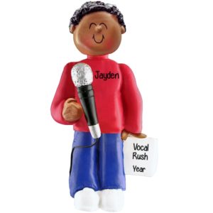 Male Holding A Microphone Singing Ornament AFRICAN AMERICAN