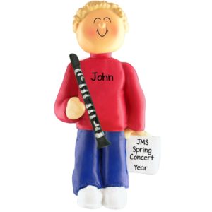 BOY Playing The CLARINET Ornament Personalized BLONDE
