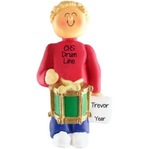 Boy Playing Drum Personalized Ornament BLONDE