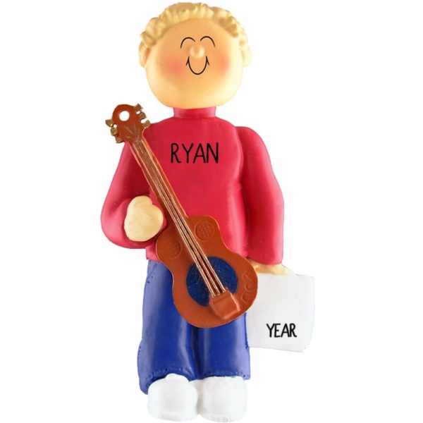 BOY Playing ACOUSTIC Guitar Ornament BLONDE