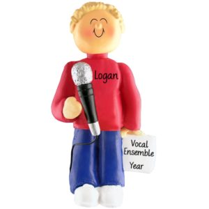 Male Holding A Microphone Singing Ornament BLONDE