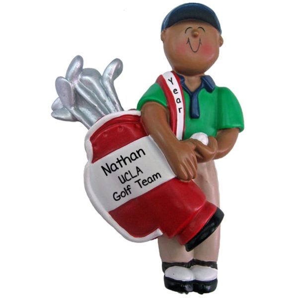 African American Male Golfer Carrying Clubs Ornament