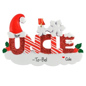 Uncle-To-Be Glittered Letters Personalized Ornament