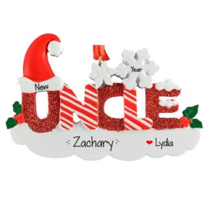 Personalized New Uncle Glittered Letters Ornament
