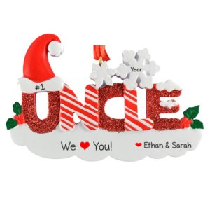 Personalized UNCLE Glittered Letters Christmas Gift Ornament