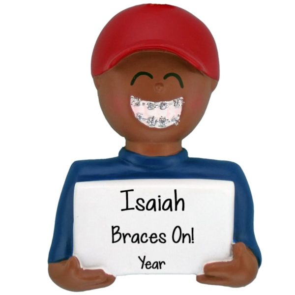 Personalized BRACES Metal Mouth Ornament AFRICAN AMERICAN