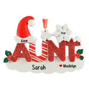 Personalized New Aunt Glittered Letters Ornament
