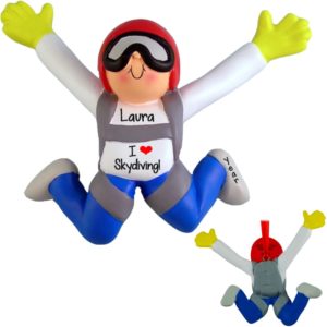 Image of Personalized Skydiver BLUE & WHITE Outfit Ornament