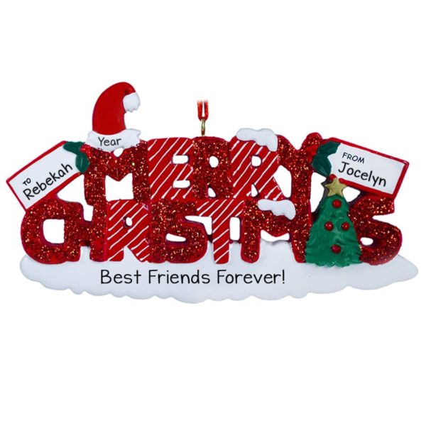 BFF MERRY CHRISTMAS Glitter Letters Ornament
