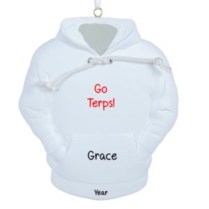 College Hoodie White Personalized Christmas Ornament