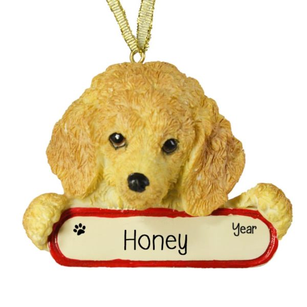 Personalized APRICOT POODLE On BANNER Ornament