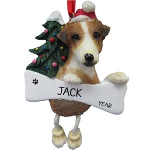 JACK RUSSELL Terrier Dog With Dangling Legs Ornament