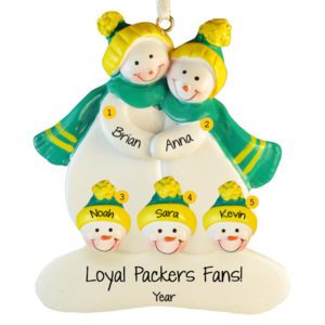 Greenbay Packers Snow Family 5 GREEN & GOLD Ornament