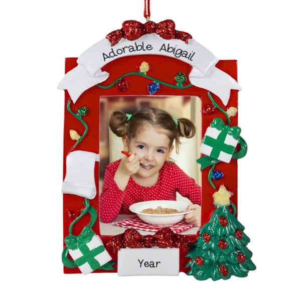 Image of Festive Christmas RED Photo Frame Christmas Ornament Easel Back