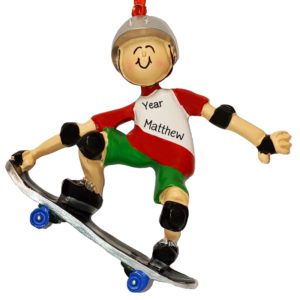 Boy Skateboarder Personalized Christmas Ornament