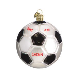 Glass Soccer Ball Personalized Glittered Ornament