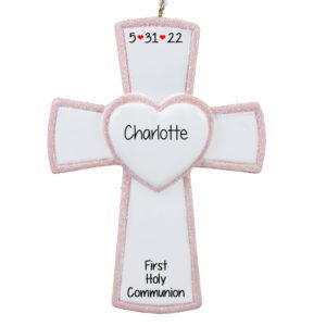 Personalized First Communion PINK Cross Ornament