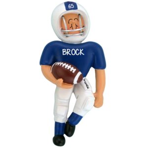 Personalized Football Player In BLUE Uniform Ornament