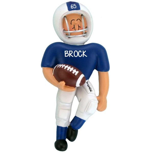 Personalized Football Player In BLUE Uniform Ornament