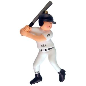 Baseball Player In Batting Position Personalized Ornament BLACK CAP