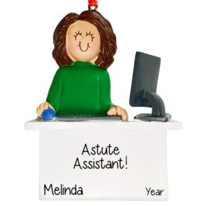 Female Administrative Assistant/Secretary Computer Ornament BRUNETTE