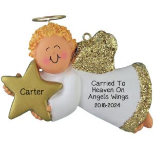 MALE ANGEL Carried To Heaven Ornament BLONDE