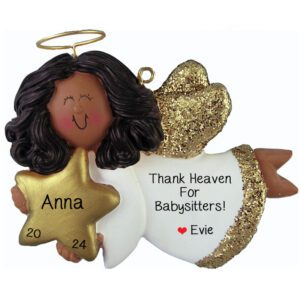 Babysitter Angel Glittered Wings Ornament AFRICAN AMERICAN