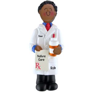 AFRICAN AMERICAN MALE Pharmacist Personalized Ornament
