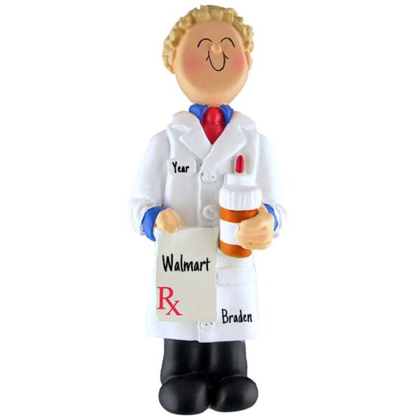 Image of Pharmacist Graduation Personalized Ornament MALE BLONDE Hair