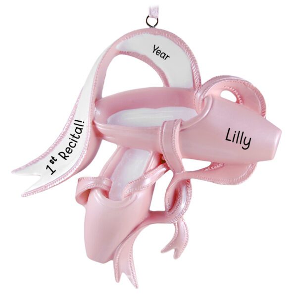 Personalized 1st Dance Recital Pink Slippers Ornament