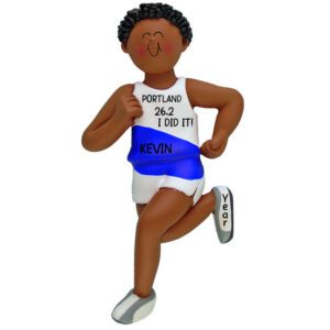 MALE Marathon Runner Ornament AFRICAN AMERICAN