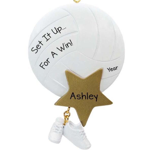 Image of Volleyball  'Set It Up...For A Win!' Gold Star Ornament
