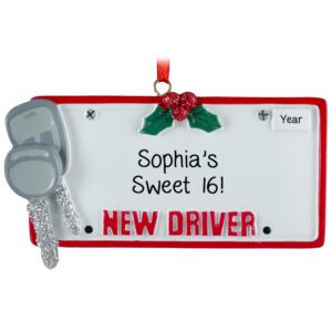 Sweet 16 Driver's License With Glittered Keys Ornament