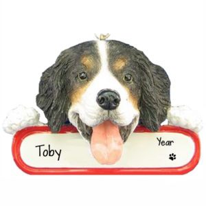 Personalized BERNESE MOUNTAIN Dog On Banner Ornament