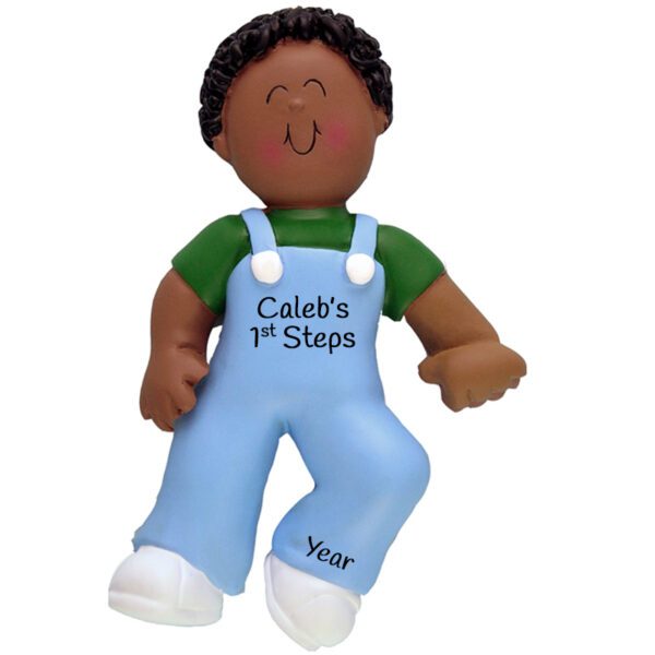 AFRICAN AMERICAN Baby BOY Takes 1ST Steps Ornament
