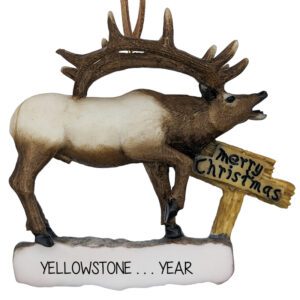 Personalized Elk On Banner Ornament