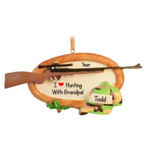 Hunting Oval With Riffle & Fatigue Cap Ornament