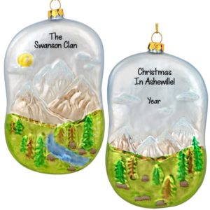 Personalized Christmas In The Mountains GLASS Ornament