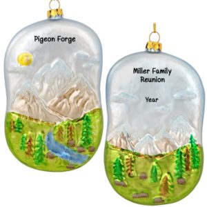 Personalized Family Reunion In The Mountains GLASS Ornament