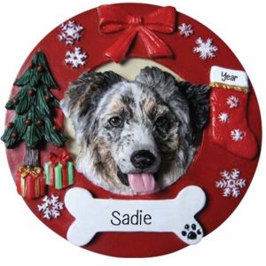 AUSTRALIAN SHEPHERD Dog Wreath Christmas Ornament