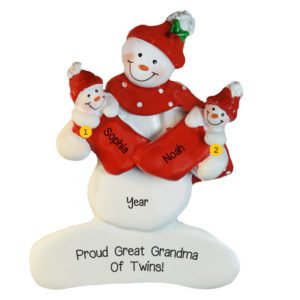 New Great Grandma Of Twins Wrapped IN RED Blankets Ornament