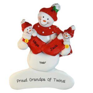 New Grandpa Of Twins Wrapped In RED Blankets Ornament